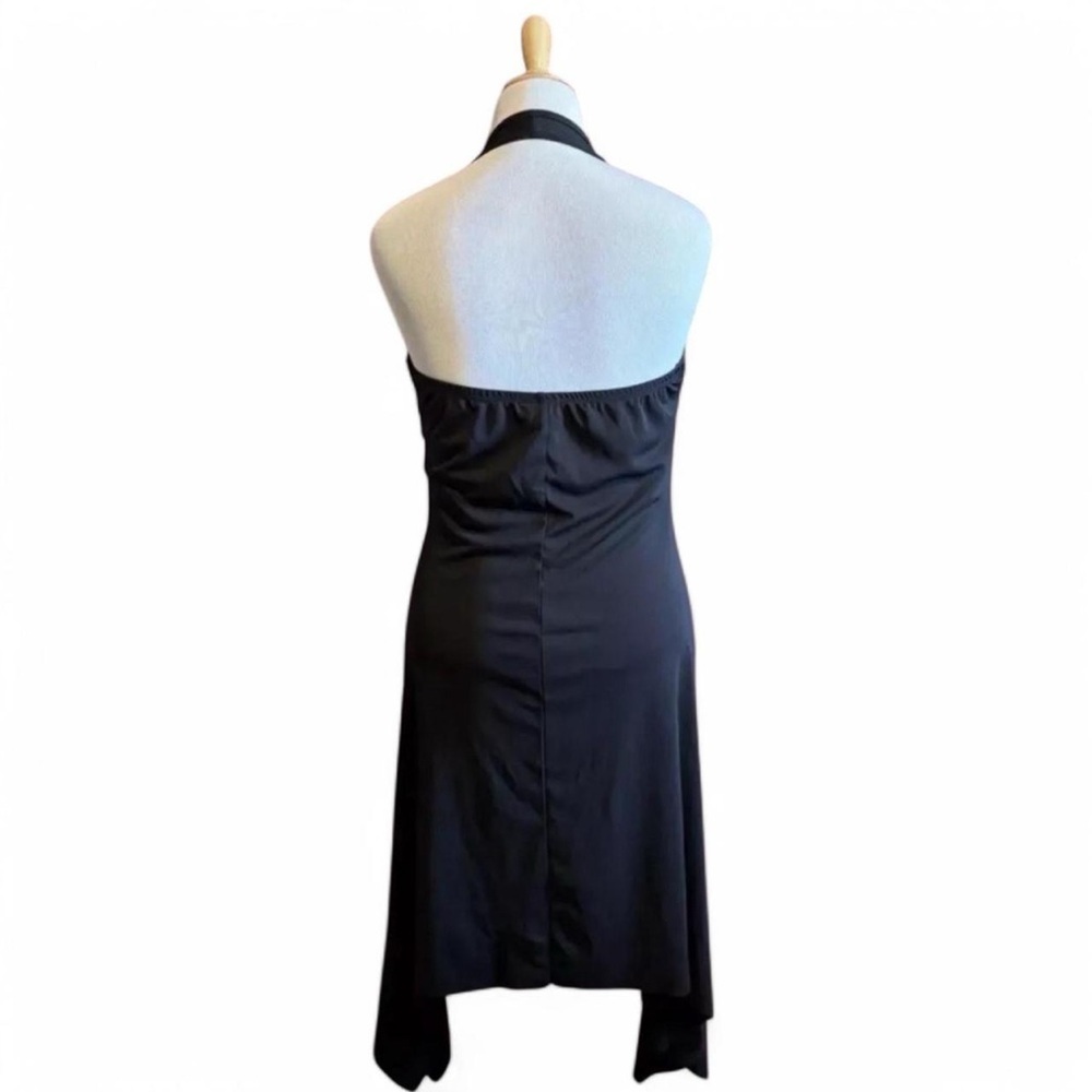 VTG y2k Taboo Women's 1X Black Halter Dress Handkerchief Hem Sequin - Picture 2 of 5